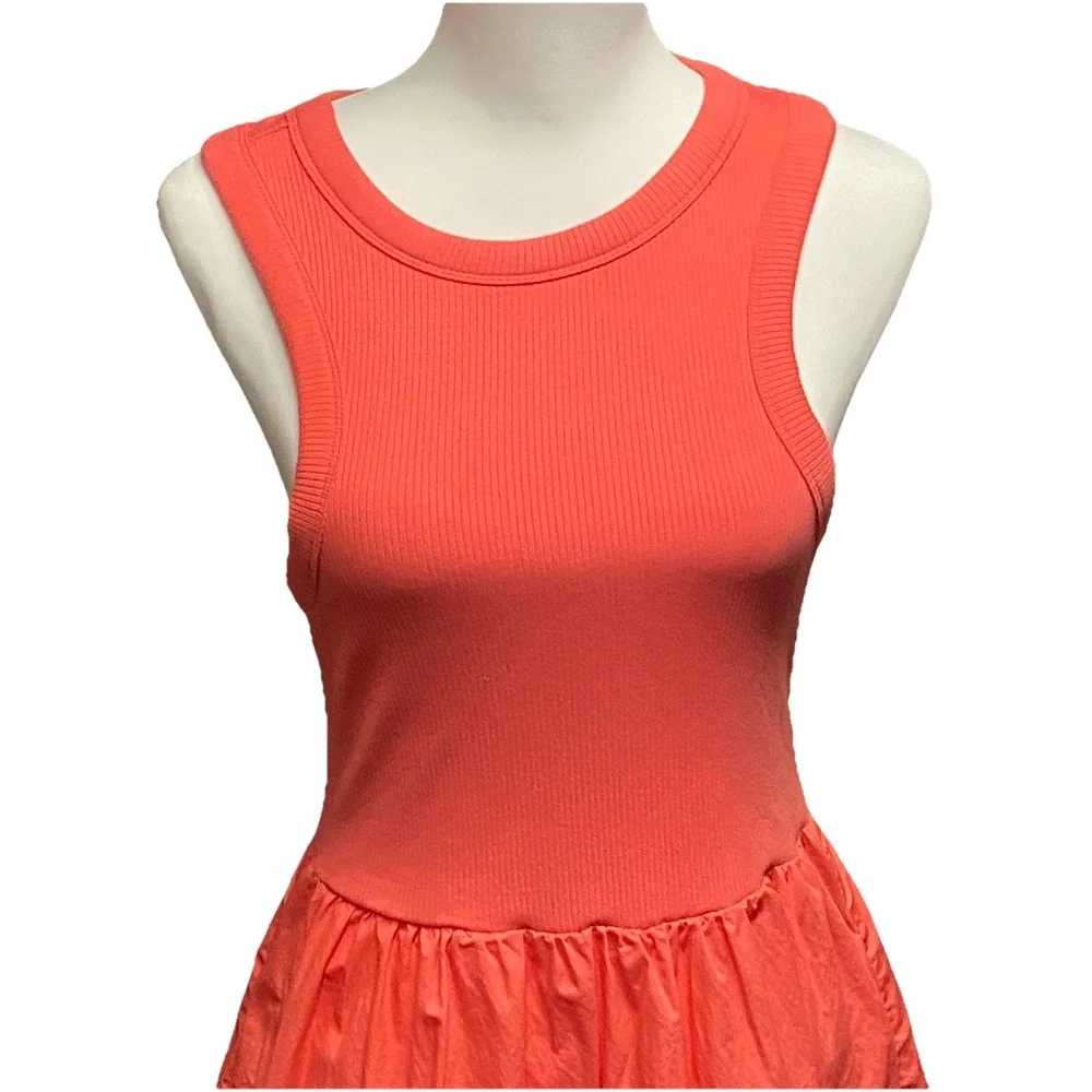 Old Navy Women Dress Ribbed Tank Long Midi Racerback Coral Pink Size Medium‎